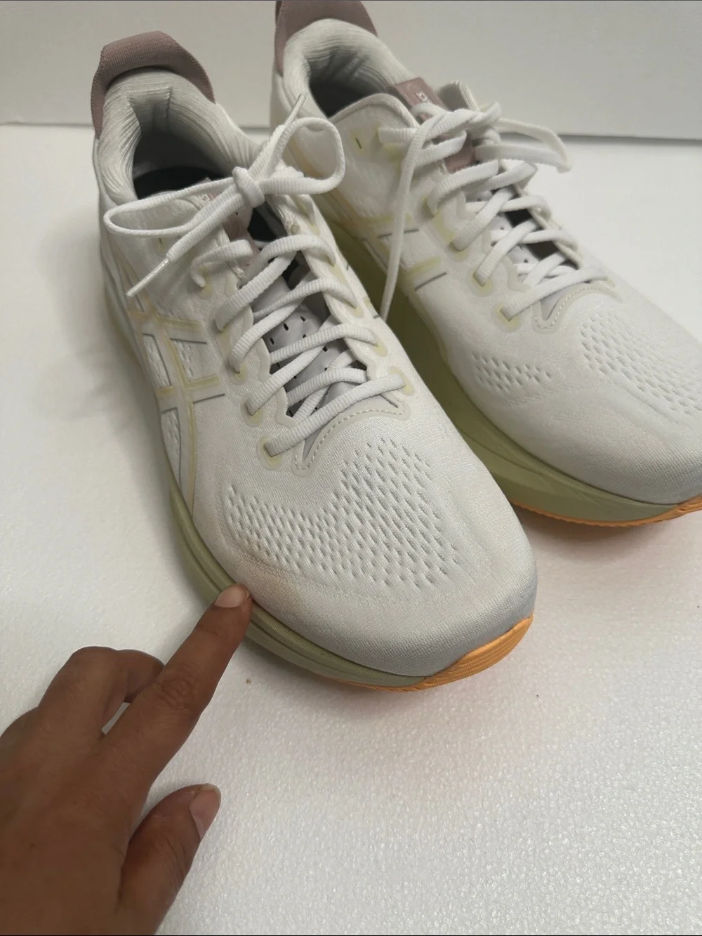 Asics 4D guidance system white Running Shoes with Pale Yellow Midsole  Pink 12